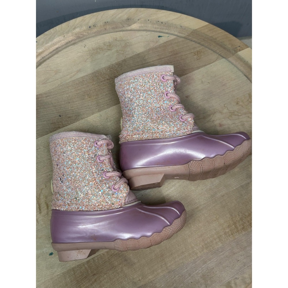 Adrienne Vittadini Bambini Boots Girls Size 6 Glitter Duck Rain Winter Shoes‎